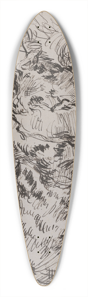 James Ensor - Lion and Tiger in Combat 39.3 inch art pintail longboard deck