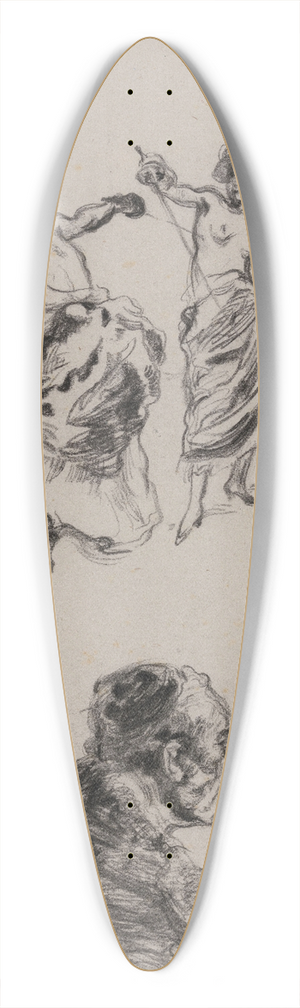 James Ensor - Two Women and a Theologist 39.3 inch art pintail longboard deck James Ensor - Two Women and a Theologist 39.3 inch art pintail longboard deck