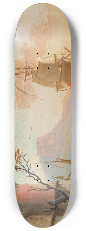 Charles-Franois Grenier De Lacroix - Fishing Scene In A Harbor 8.25 inch art skate deck