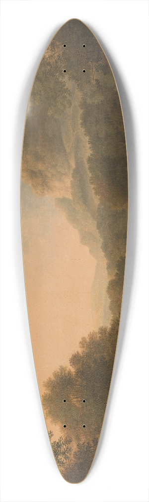 James Lambert of Lewes - Figures with a Donkey and Dog Crossing a Weir 39.3 inch art pintail longboard deck
