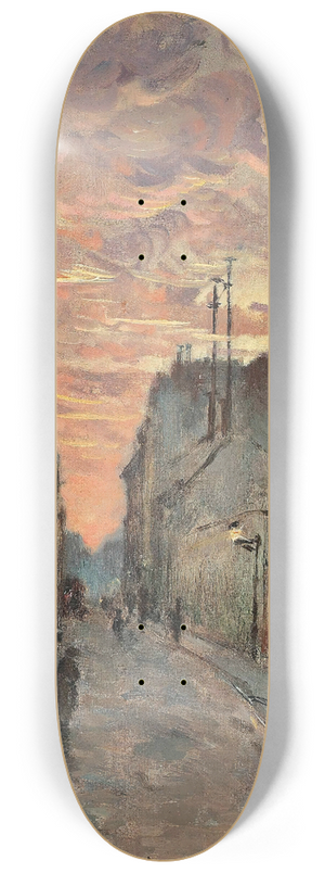 Charles Franois Pcrus - A Bustling Street At Dusk 8.25 inch art skate deck