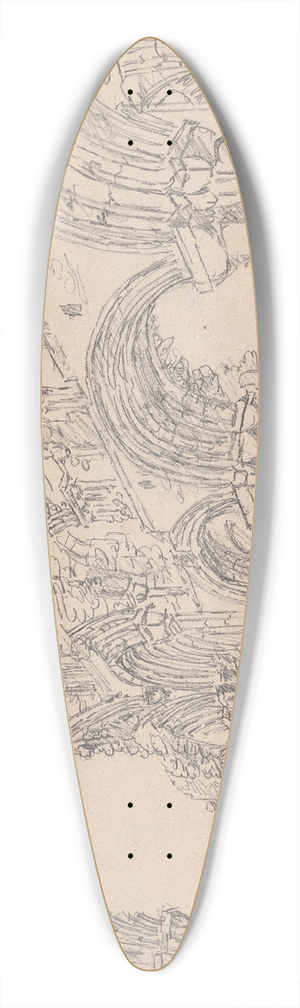 James Moore - Lindisfarne Priory, Holy Island, Northumberland 39.3 inch art pintail longboard deck