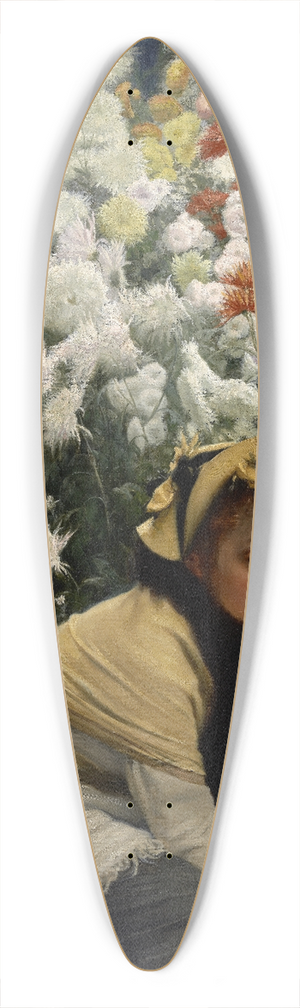 James Tissot - Chrysanthemums 39.3 inch art pintail longboard deck
