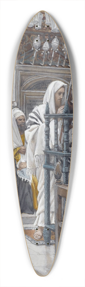 James Tissot - Jesus Unrolls the Book in the Synagogue 39.3 inch art pintail longboard deck