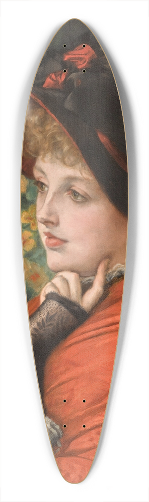 James Tissot - Type of Beauty; Portrait of Mrs. Kathleen Newton 39.3 inch art pintail longboard deck James Tissot - Type of Beauty; Portrait of Mrs. Kathleen Newton 39.3 inch art pintail longboard deck