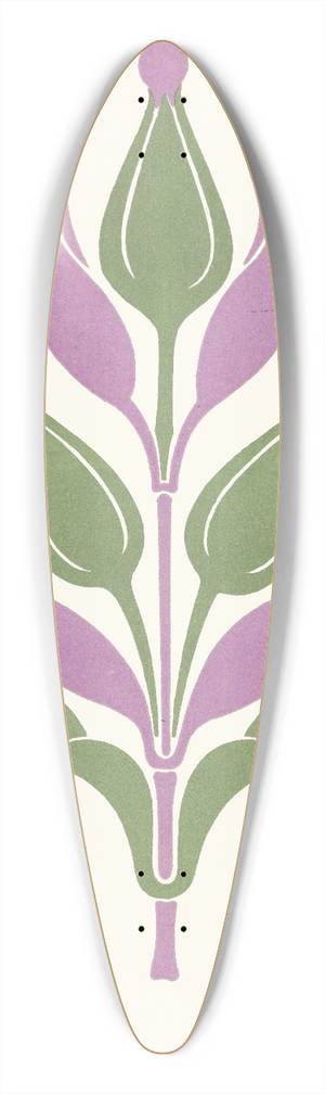 James Ward - Agreeable Contrast of Plum-Violet and Sage-Green 39.3 inch art pintail longboard deck