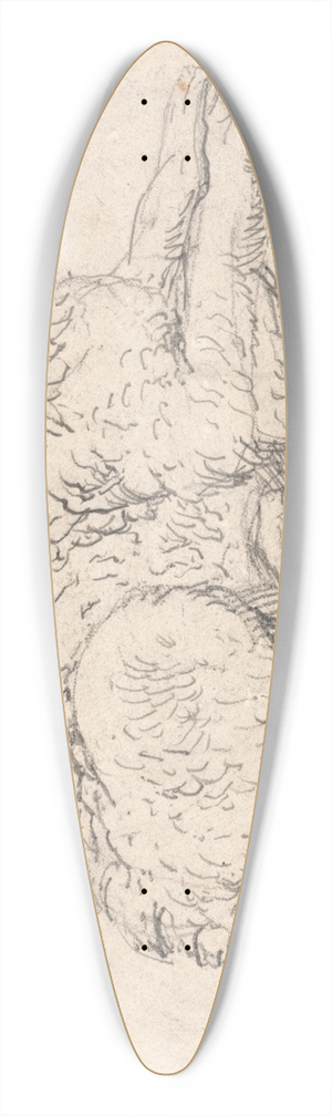 James Ward - Arctic Dog, Facing Right 39.3 inch art pintail longboard deck