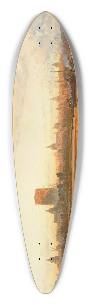 James Webb - A view of Dordrecht with Grote Kerk 39.3 inch art pintail longboard deck