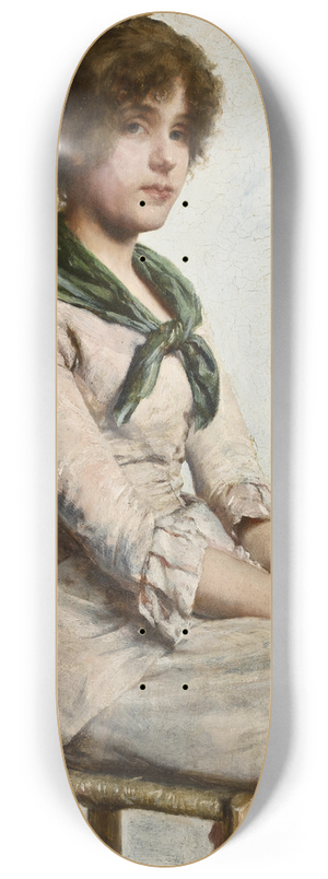 Charles Frederick Ulrich - Portrait Of A Young Woman 8.25 inch art skate deck