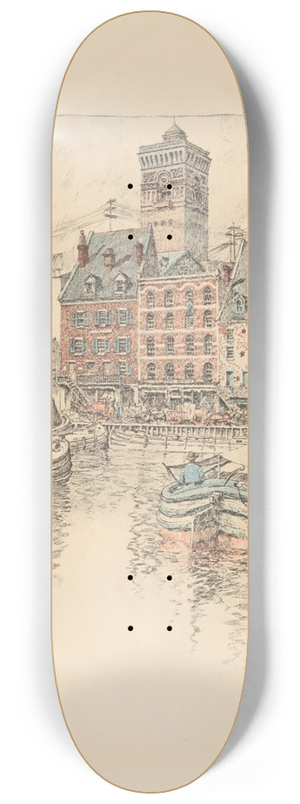 Charles Frederick William Mielatz - Coenties slip in 1891 8.25 inch art skate deck