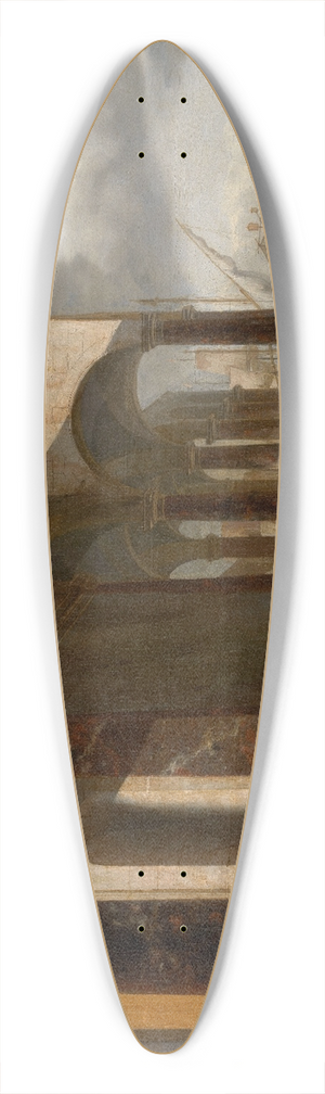 Jan Baptist Weenix - An Italian Seaport 39.3 inch art pintail longboard deck