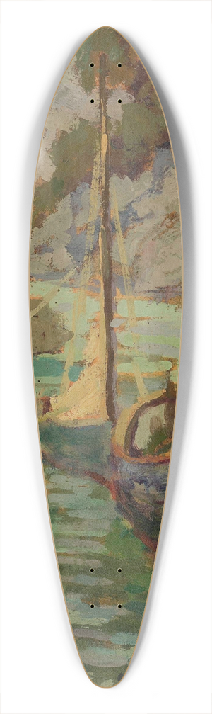 Jan Bohuszewicz - Port in Camogli at dusk 39.3 inch art pintail longboard deck