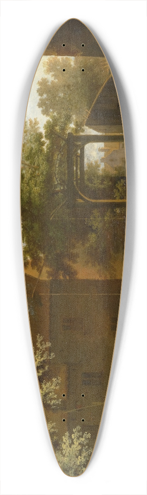 Jan Both - Village Street With Drawbridge 39.3 inch art pintail longboard deck