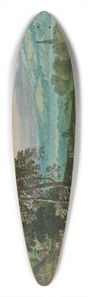 Jan Brueghel The Elder - An extensive wooded landscape with travellers on a path and the corn harvest in the foreground 39.3 inch art pintail longboard deck