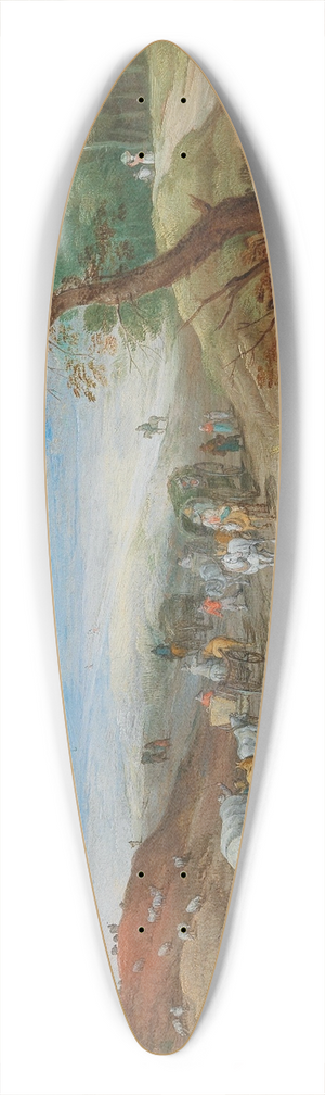 Jan Brueghel the Younger - An extensive hilly landscape with travellers on a path and cattle in the foreground 39.3 inch art pintail longboard deck