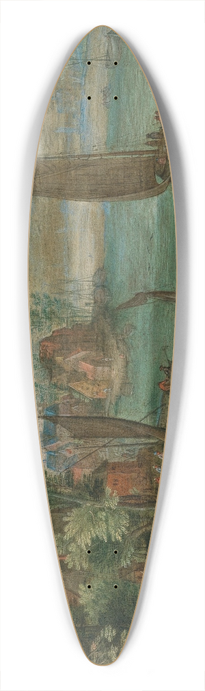 Jan Brueghel the Younger - A river landscape with ferries and sailing boats 39.3 inch art pintail longboard deck