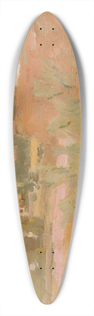 Jan Cigliski - Pink landscape with cactuses. From the journey to India 39.3 inch art pintail longboard deck Jan Cigliski - Pink landscape with cactuses. From the journey to India 39.3 inch art pintail longboard deck