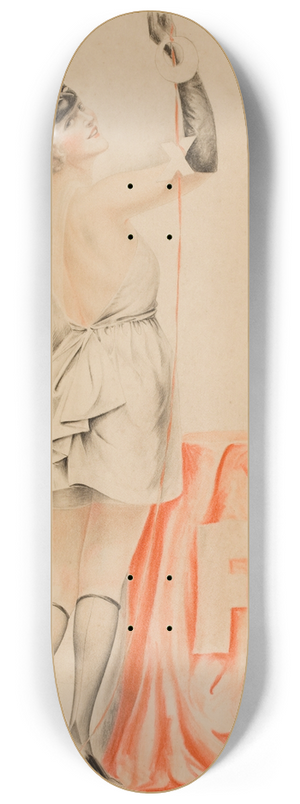 Charles Gates Sheldon - Pin Up in a Mask 8.25 inch art skate deck