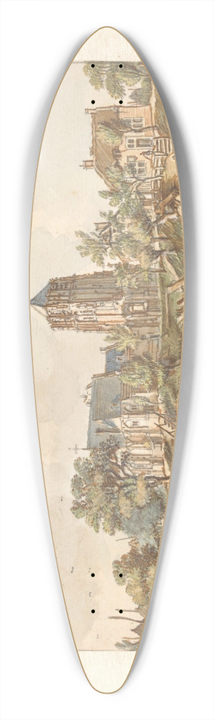Jan de Beijer - Gezicht op Acquoy aan de Linge 39.3 inch art pintail longboard deck