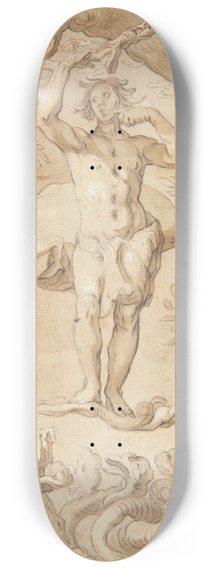 Abraham Bloemaert - Den menneskelige gldes skrbelighed En mand, der jages af en drage, klynger sig til en gren, mens han slikker honning af sin finger 8.25 inch art skate deck
