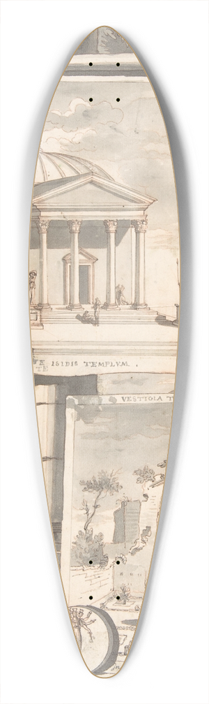 Jan Goeree - A Reconstruction of the Templum Isis (above) and a View of the Ruins (below) 39.3 inch art pintail longboard deck