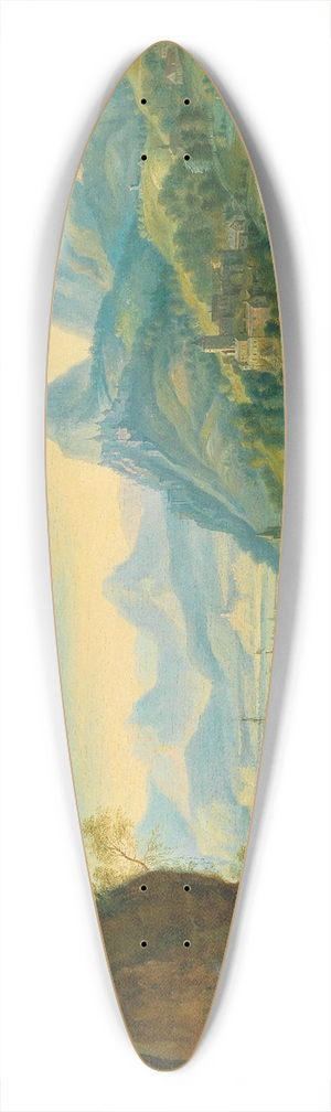 Jan Griffier - A river landscape with mountains 39.3 inch art pintail longboard deck Jan Griffier - A river landscape with mountains 39.3 inch art pintail longboard deck