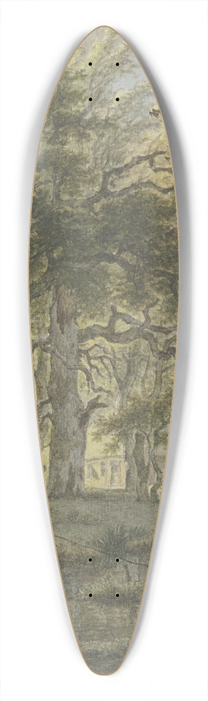 Jan Hulswit - Eichenwald mit einigen Htten, im Vordergrund ein Angler 39.3 inch art pintail longboard deck