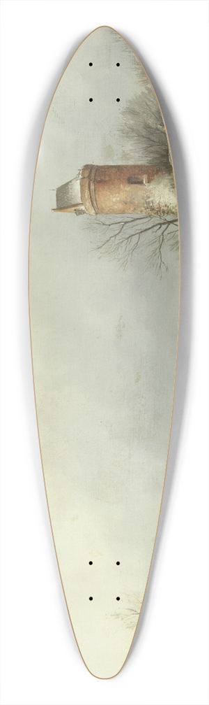 Jan Jacob Coenraad Spohler - A winter landscape with figures on the ice 39.3 inch art pintail longboard deck