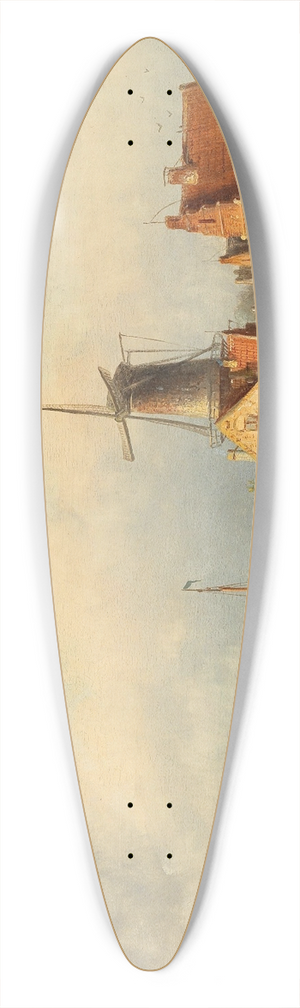 Jan Jacob Coenraad Spohler - Fishermen On The Canal 39.3 inch art pintail longboard deck