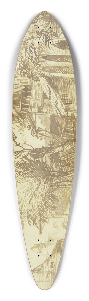 Jan Lievens - Dorfansicht, rechts eine alte Stadtmauer 39.3 inch art pintail longboard deck