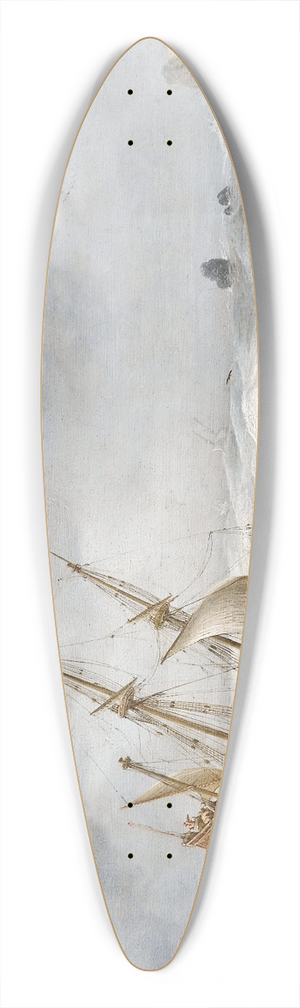 Jan Porcellis - Ships in a Storm on a Rocky Coast 39.3 inch art pintail longboard deck Jan Porcellis - Ships in a Storm on a Rocky Coast 39.3 inch art pintail longboard deck