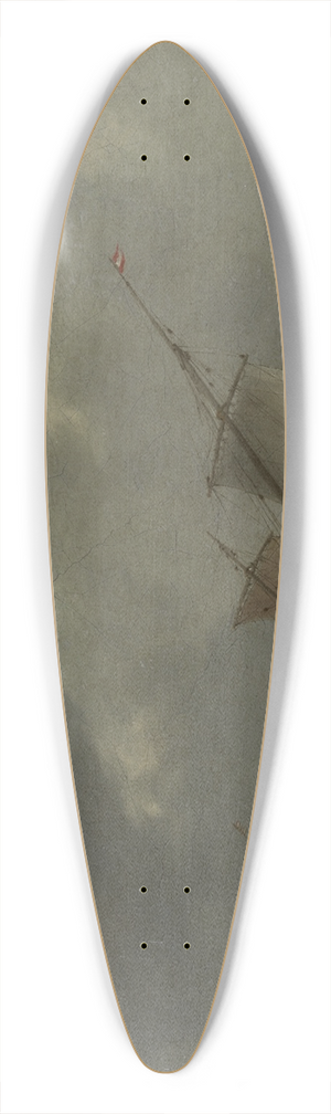 Jan Porcellis - Vessels on a ChoppySea 39.3 inch art pintail longboard deck Jan Porcellis - Vessels on a ChoppySea 39.3 inch art pintail longboard deck