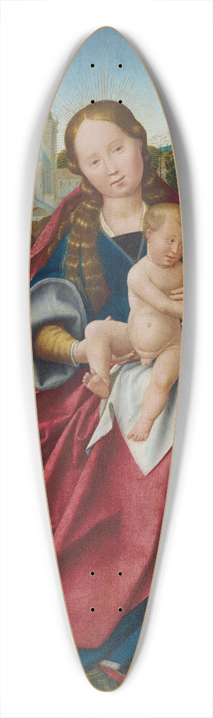 Jan Provost - The Virgin and Child with angels in a landscape, a village beyond 39.3 inch art pintail longboard deck
