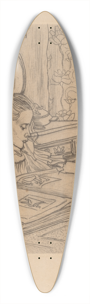 Jan Toorop - Charley Looking at an Album of Prints 39.3 inch art pintail longboard deck