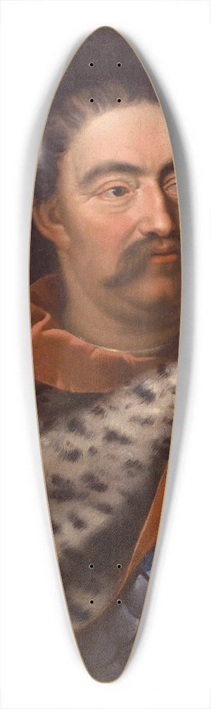 Jan Tricius - Portrait of John III Sobieski in a leopard skin 39.3 inch art pintail longboard deck Jan Tricius - Portrait of John III Sobieski in a leopard skin 39.3 inch art pintail longboard deck