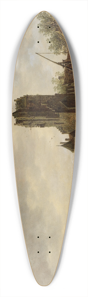Jan van Goyen - River Landscape with the Pellecussen Gate near Utrecht 39.3 inch art pintail longboard deck