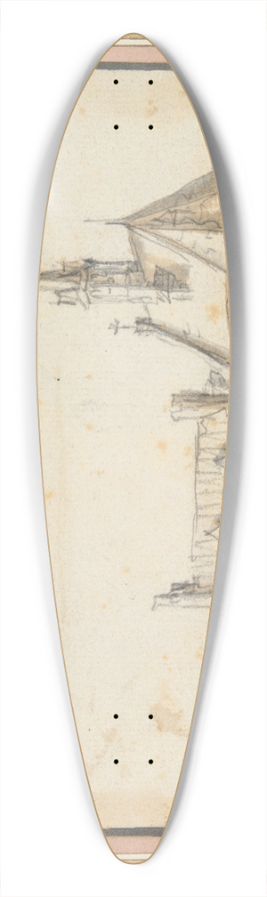 Jan van Goyen - View of a Church and otherBuildings 39.3 inch art pintail longboard deck