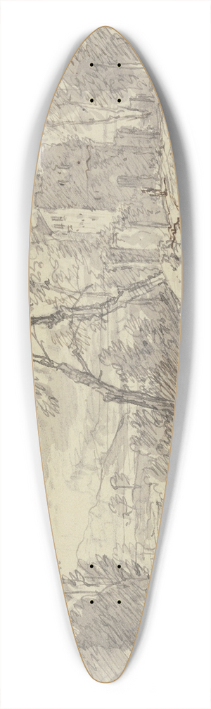 Jan van Huysum - Landschaft mit einem Wasserfall, rechts an einem Baumstamm zwei Figuren 39.3 inch art pintail longboard deck