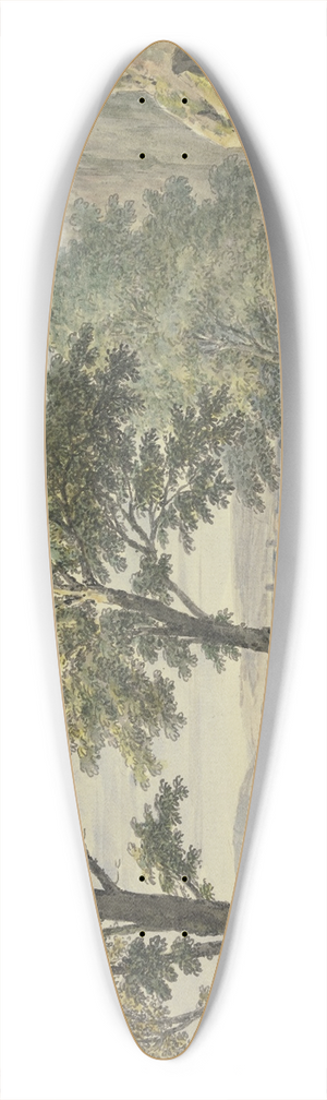 Jan van Huysum - Stilvolle Landschaft mit Schafhirten, in der Ferne eine Stadt 39.3 inch art pintail longboard deck