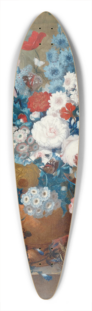 Jan Van Os - Flower Still Life With A Birds Nest On A Ledge 39.3 inch art pintail longboard deck Jan Van Os - Flower Still Life With A Birds Nest On A Ledge 39.3 inch art pintail longboard deck