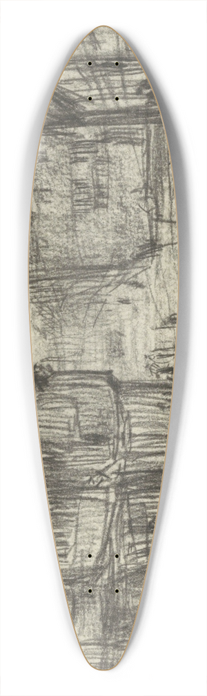 Jan Veth - Gezicht in een dorp 39.3 inch art pintail longboard deck Jan Veth - Gezicht in een dorp 39.3 inch art pintail longboard deck