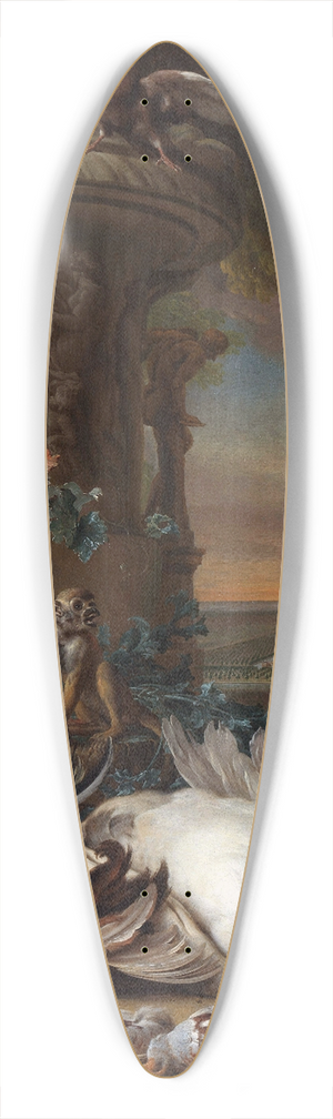 Jan Weenix - Hunting and Fruit Still Life next to a Garden Vase, with a Monkey, Dog and two Doves 39.3 inch art pintail longboard deck