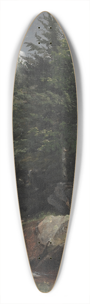 Jasper Francis Cropsey - Trees and a Stream on a Hillside 39.3 inch art pintail longboard deck