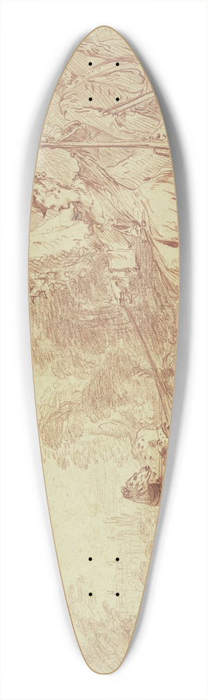 Jean-Antoine Watteau - Jagdpartie, Jgerin und Jger mit vier Hunden in einer Landschaft 39.3 inch art pintail longboard deck