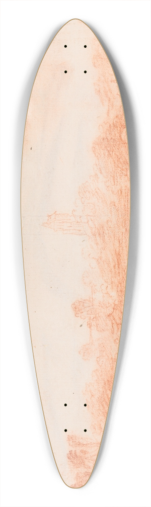 Jean-Antoine Watteau - Landscape with church tower 39.3 inch art pintail longboard deck