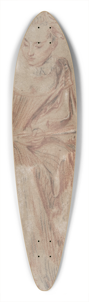 Jean-Antoine Watteau - Seated Woman Holding a Fan 39.3 inch art pintail longboard deck