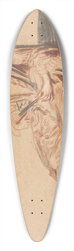 Jean-Antoine Watteau - Seated Woman with a Fan 39.3 inch art pintail longboard deck