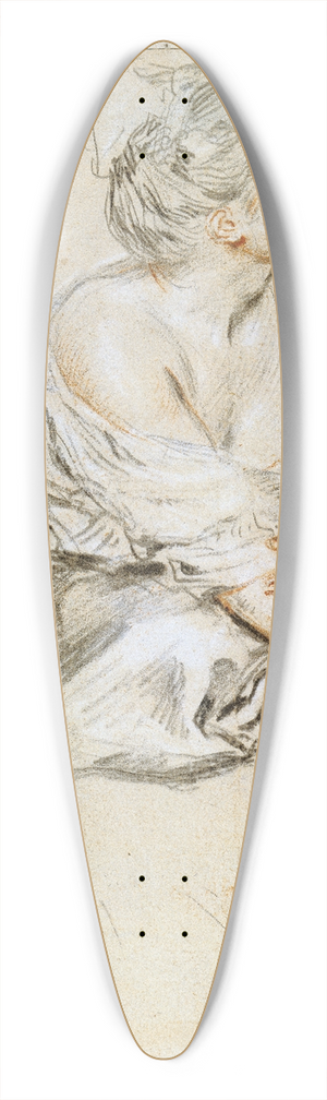 Jean-Antoine Watteau - Seated Young Woman 39.3 inch art pintail longboard deck