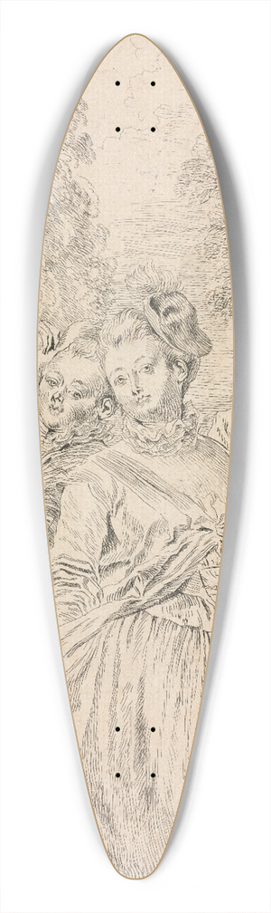 Jean-Antoine Watteau - The Clothes are Italian 39.3 inch art pintail longboard deck