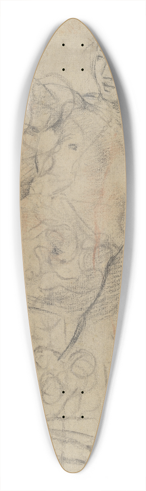 Jean-Baptiste Deshays - A Reclining Nude with Her Right Arm Raised over a Swift Composition Study (verso) 39.3 inch art pintail longboard deck